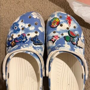 CROCS Blue Cloud Pattern Sandals with Charms